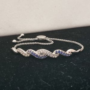 Sterling Sapphire Bolo Bracelet  (Fits up to 8 1/4” Wrist)